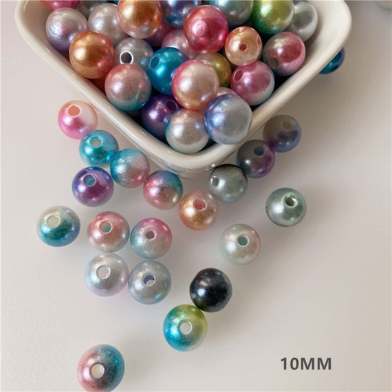 Rainbow Pearl Beads Rainbow Pearl Craft Beads Through Hole Loose