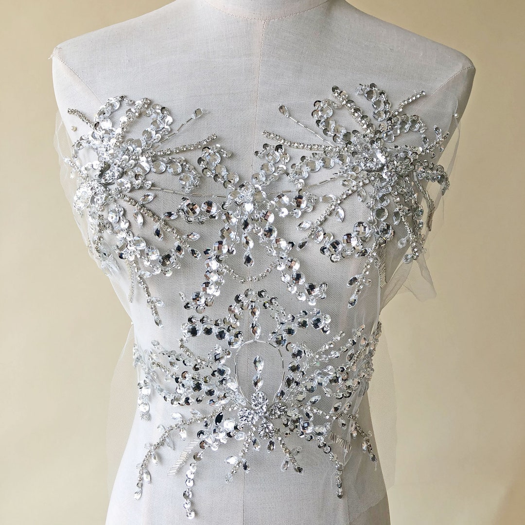 Beaded Bodice Applique Party Bodice Patch Bling Addition for Prom Dance