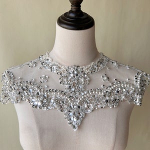 Beaded Neckline Rhinestone Shoulder Applique Patch Costumes Accessories ...