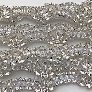 Sparkling Rhinestone Applique trim Iron on Rhinestone Belt  Clear Diamante DIY for Necklace Bags Wedding