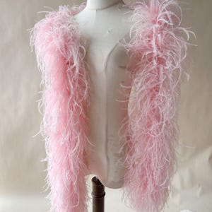 5-lagers ljusrosa fjäderboa fluffig strutsboa för kostymer, vintage showgirldekor