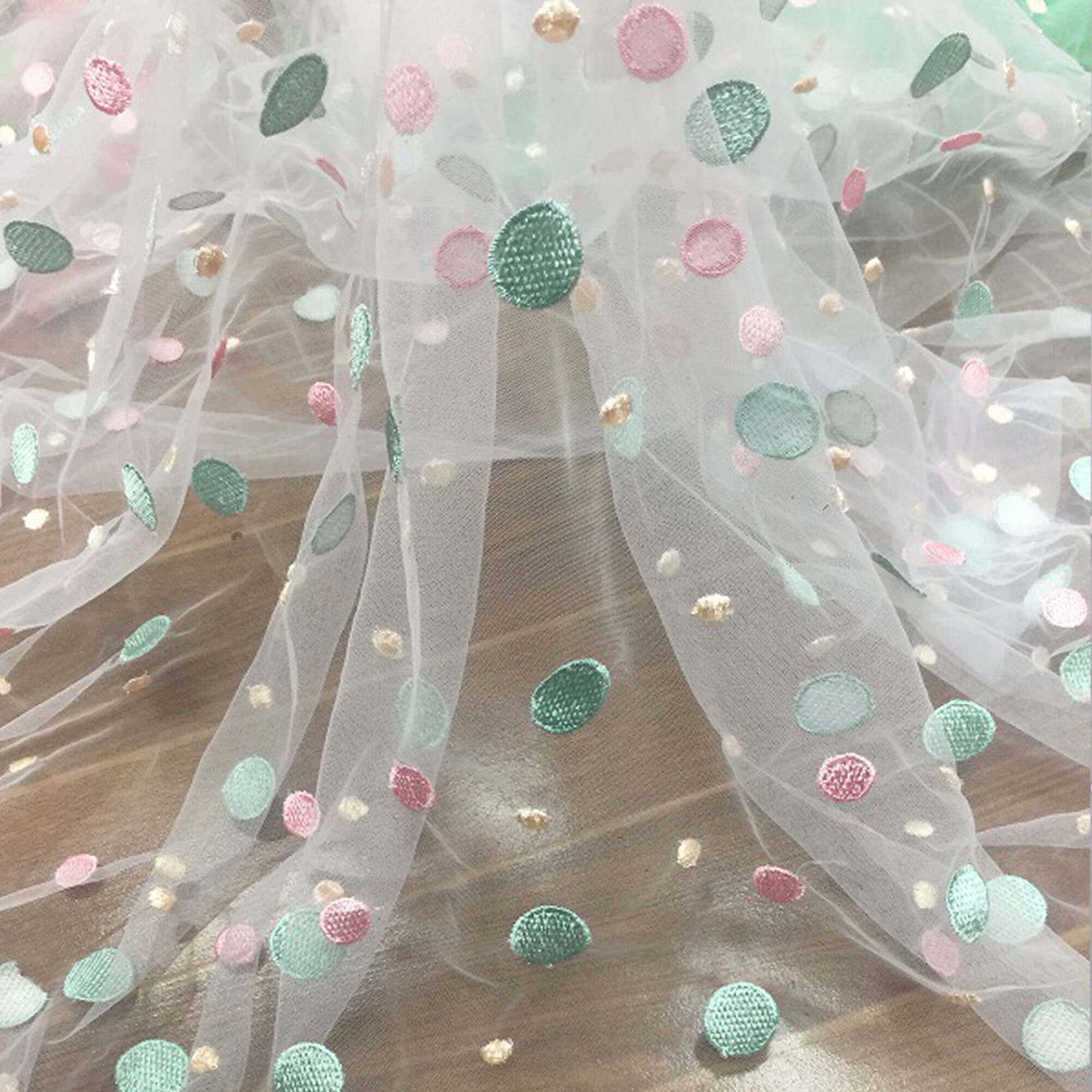 Colorful Embroidery Bubbles Lace Fabric by the Yard Dot Lace Etsy