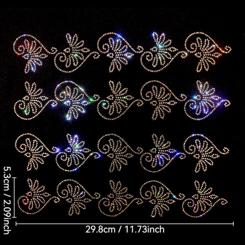Bling Rhinestone Transfer Iron on Transfer Design Sheet for Clothing ...