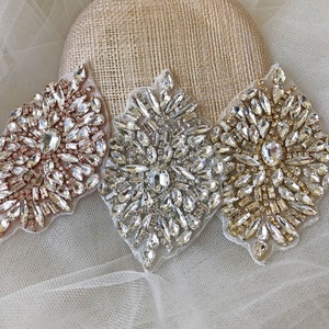 Sparkling Rhinestone Applique Hot Glued Garter Crystal Motif Bling Accents for Shoulder Epaulettes Wedding Shoes Crafting
