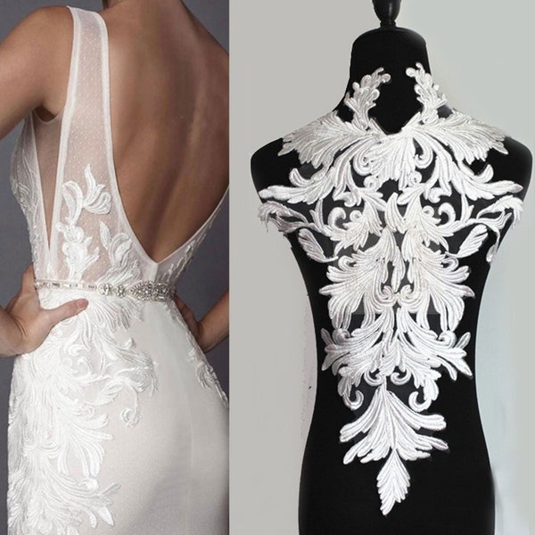 Off-White Floral Lace Patch Feine Stickerei Baumwolle Mieder Applikation Hochzeit Accessoires für Kleid