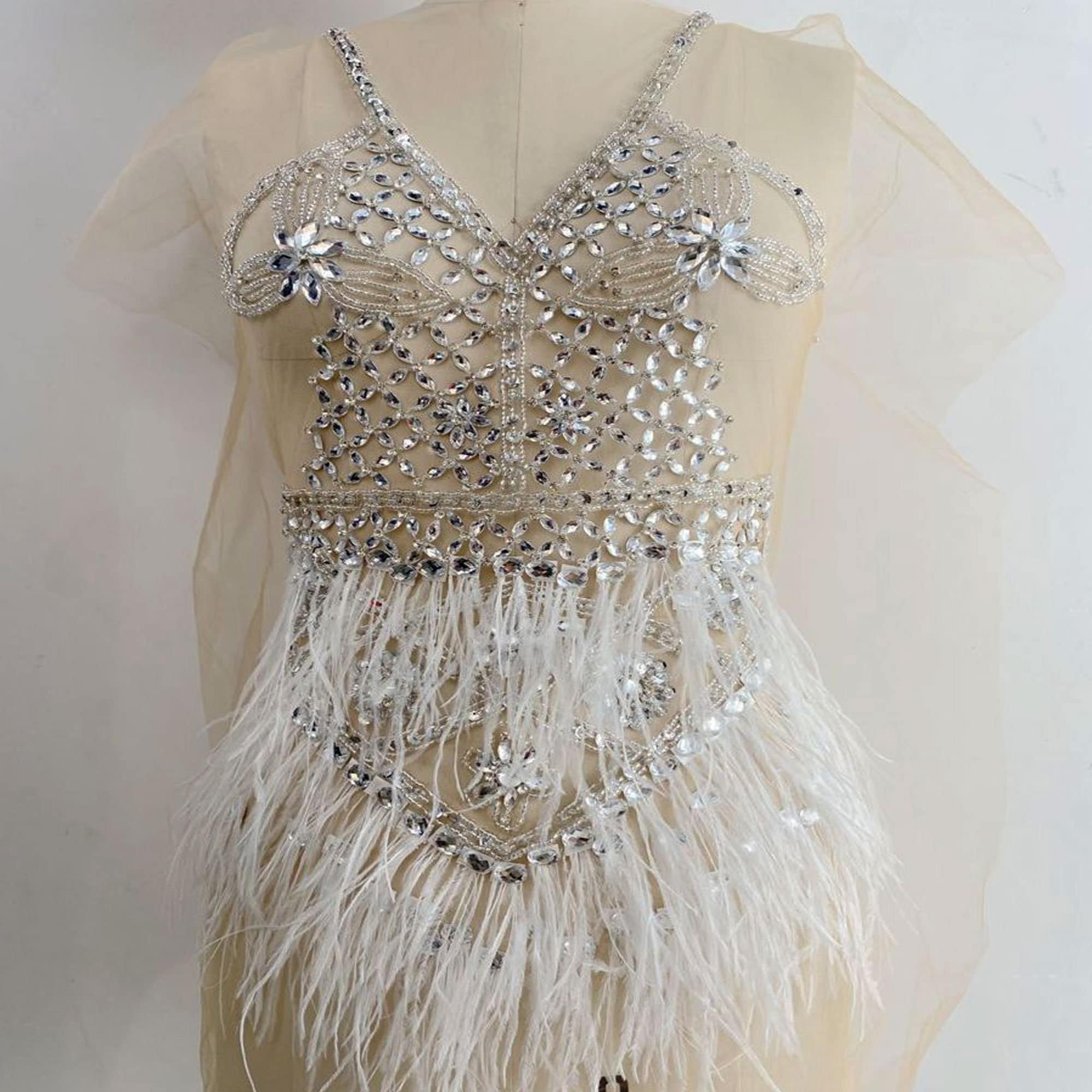 Rhinestone Fringe Plus Size Dress - Etsy