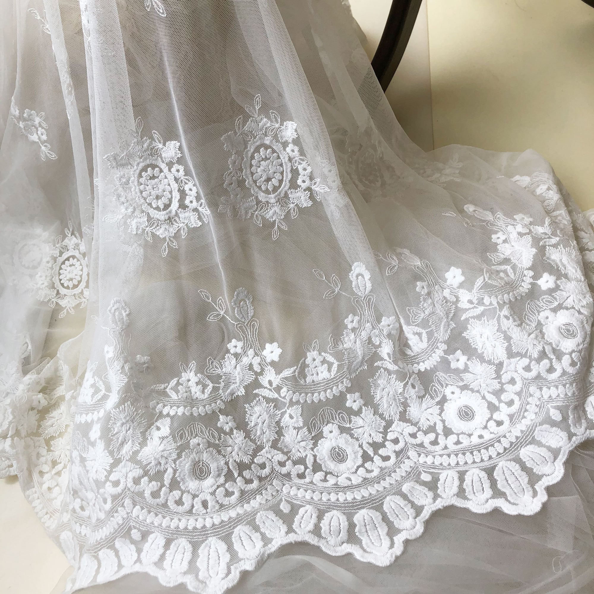 Vintage Cotton Flower Lace Fabric Offwhite Flower Fabric Etsy