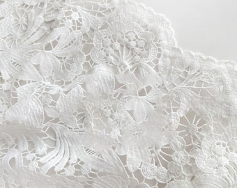 Solid White Lace Fabric  By the yard  White Flower Lace  for Bridal Dress 49 inches Width