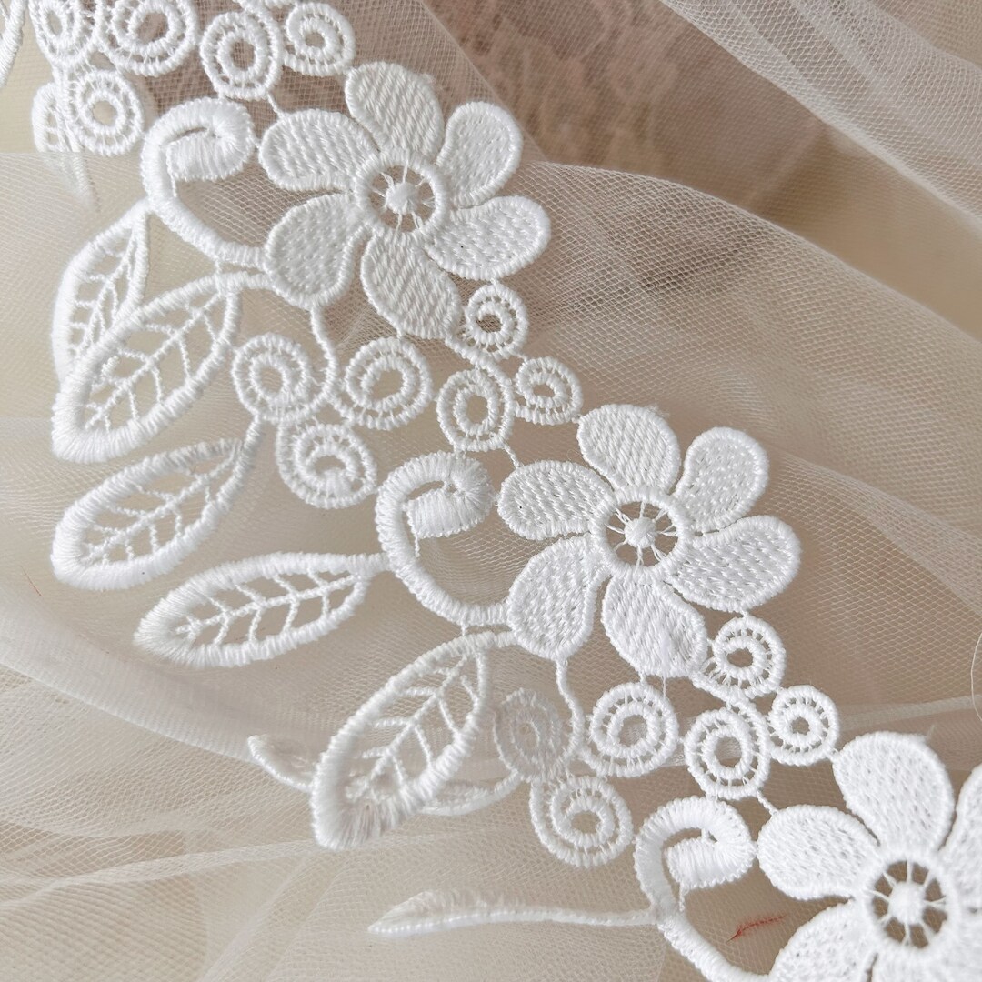 Offwhite Fabric Trim by the Yard Floral Lace Fringe Trim DIY