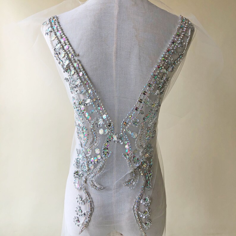 Royal Beaded Bodice Applique Front Back Rhinestone Bodice Etsy