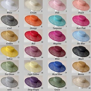 33cm Faux Sinamay Hat Base Wide Brim Mesh Fascinator Foundation for DIY Millinery