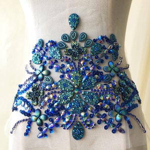 Colorful Beaded Applique Dress Belt  Patch Exotic Applique for Party Ballroom