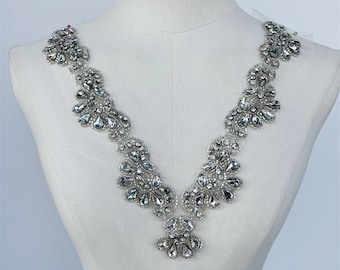Sparkling Collar Rhinestone  Neckline Applique  Wedding Dress Neckline Trims  Bling Addition