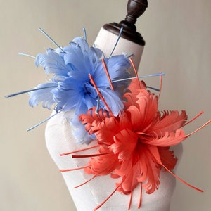 Color Customized Flower Feathers Fascinators Flower Wired Mount FeatherTrim  for Party Hat