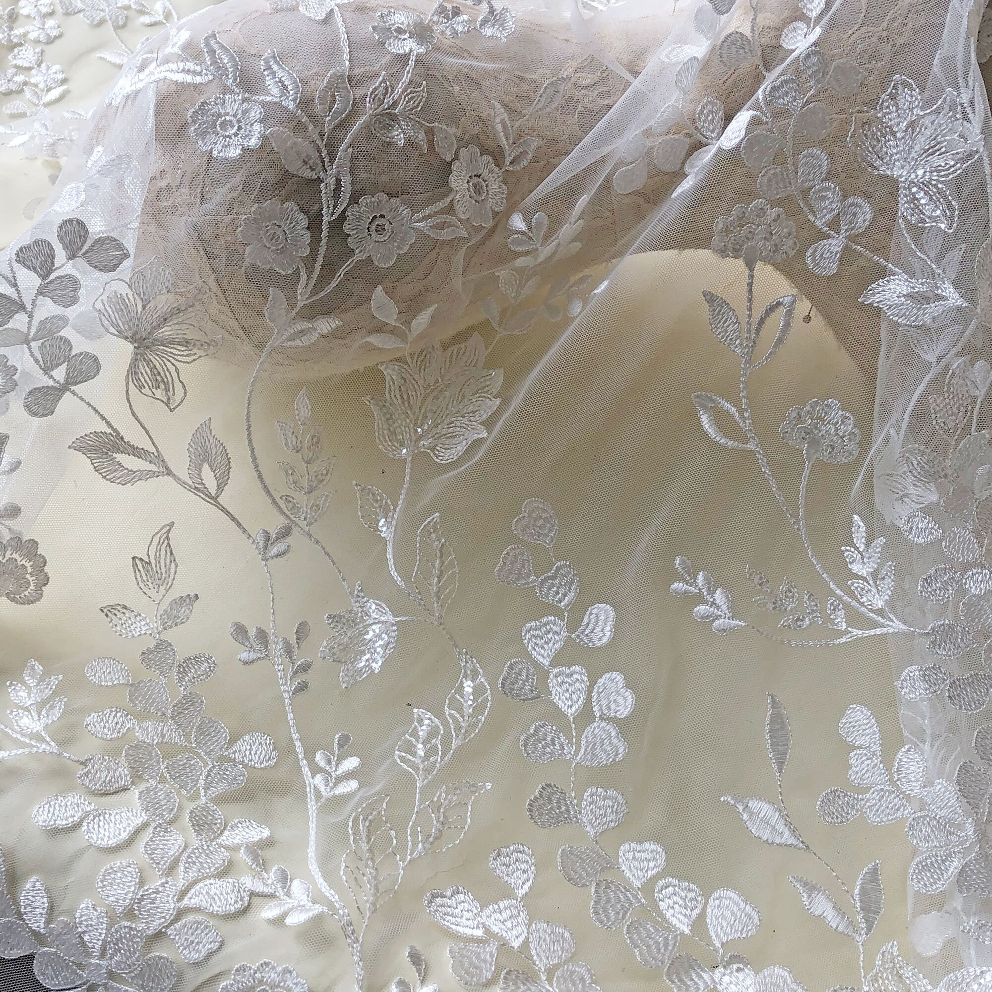 OffWhite Wedding Dress Lace Fabric By the yard Clear Etsy