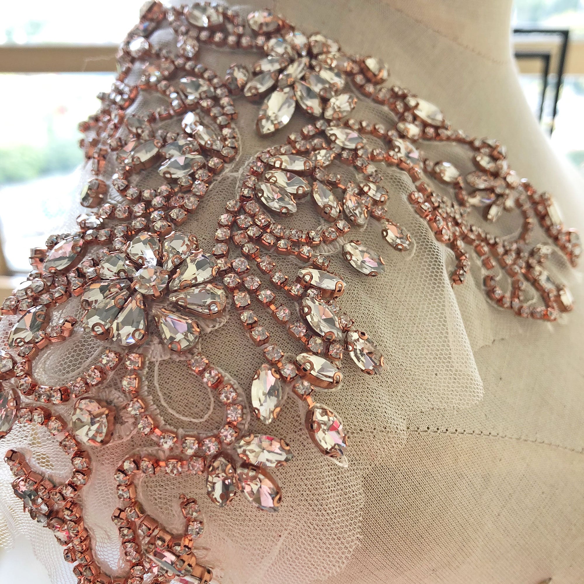 Sparkle Rhinestone Applique Crystal Shoulder Decoration Wedding Dress Accessories  Bling Accents 