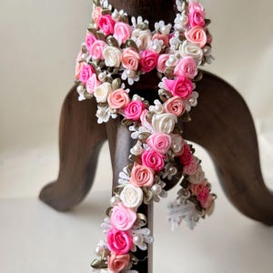 Nastro di perline con frange a forma di rosa 3D, accenti delicati per decorazioni da regalo per feste di matrimonio