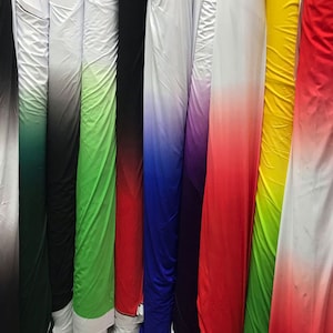 4 Ways Stretchable Fabric Gradient Colour Elastic Satin Fabric  for Dance Costumes 59 inches Width