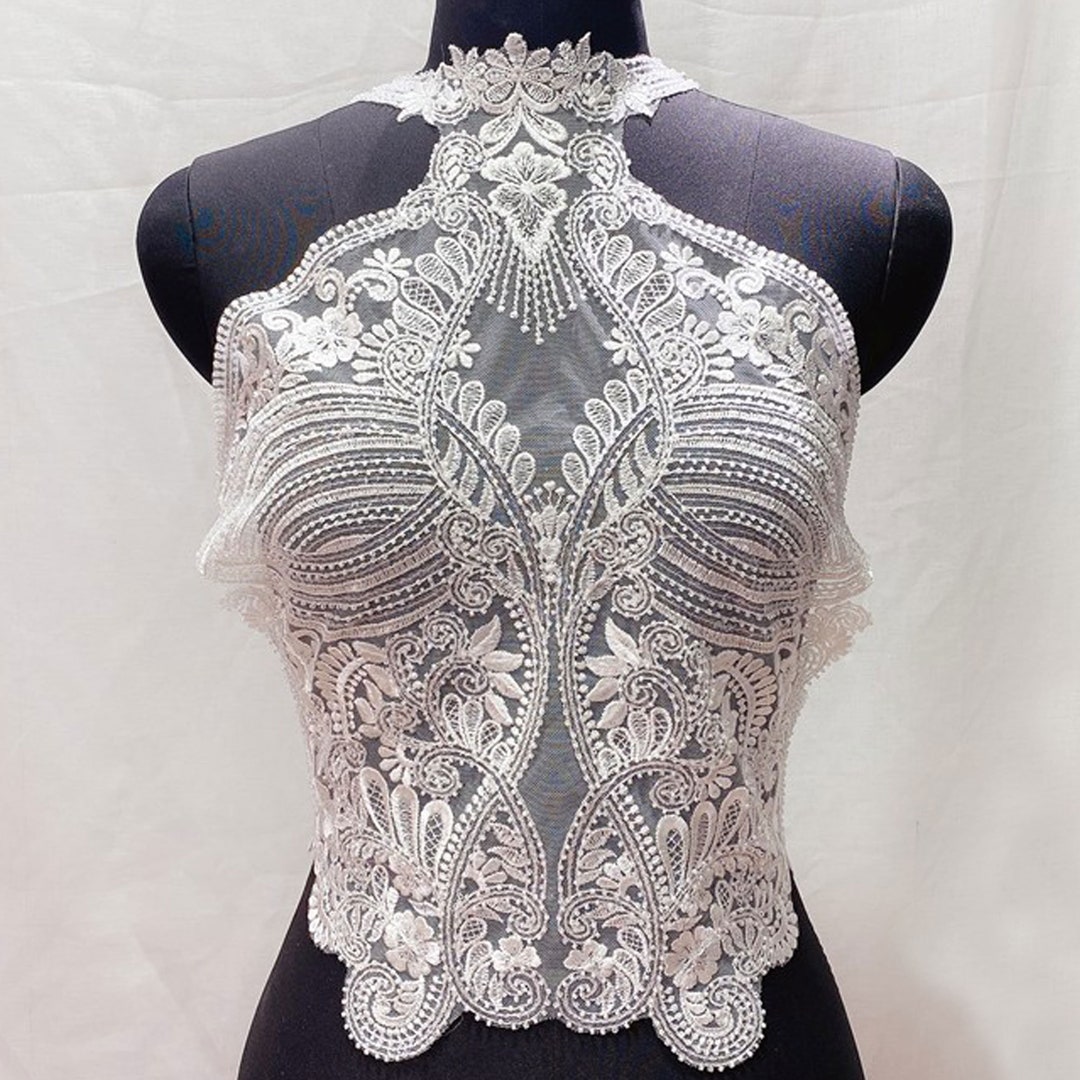 Beading Lace Applique Halter Neck Flower Patch Motif for Etsy