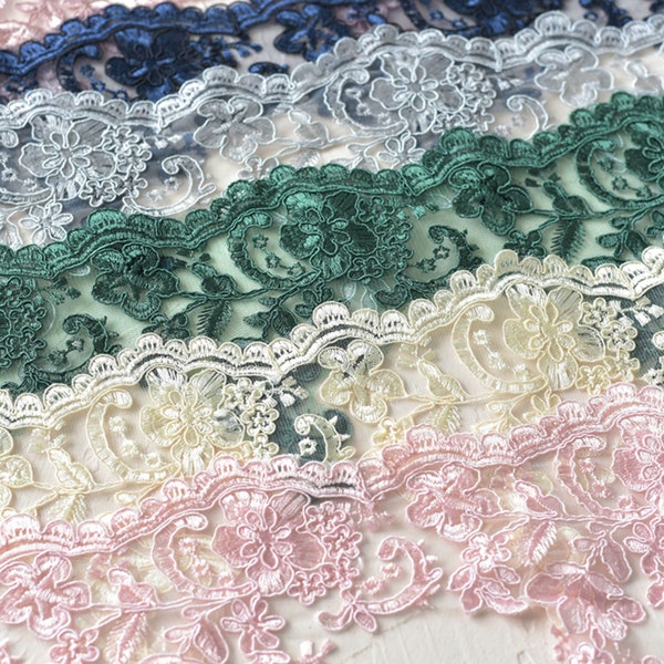 Embroidery Floral Lace Trims by the Yard Corded Lace Fringe Delicate  Accessories for Wedding Dress Garters