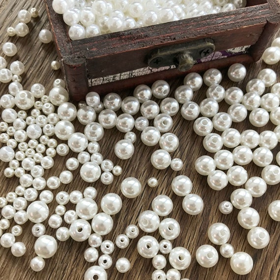 GIRLYZ Attire White Pearls Craft Beads (10MM) Loose Pearls with Holes for Bracelet  Necklace Jewelry Making 