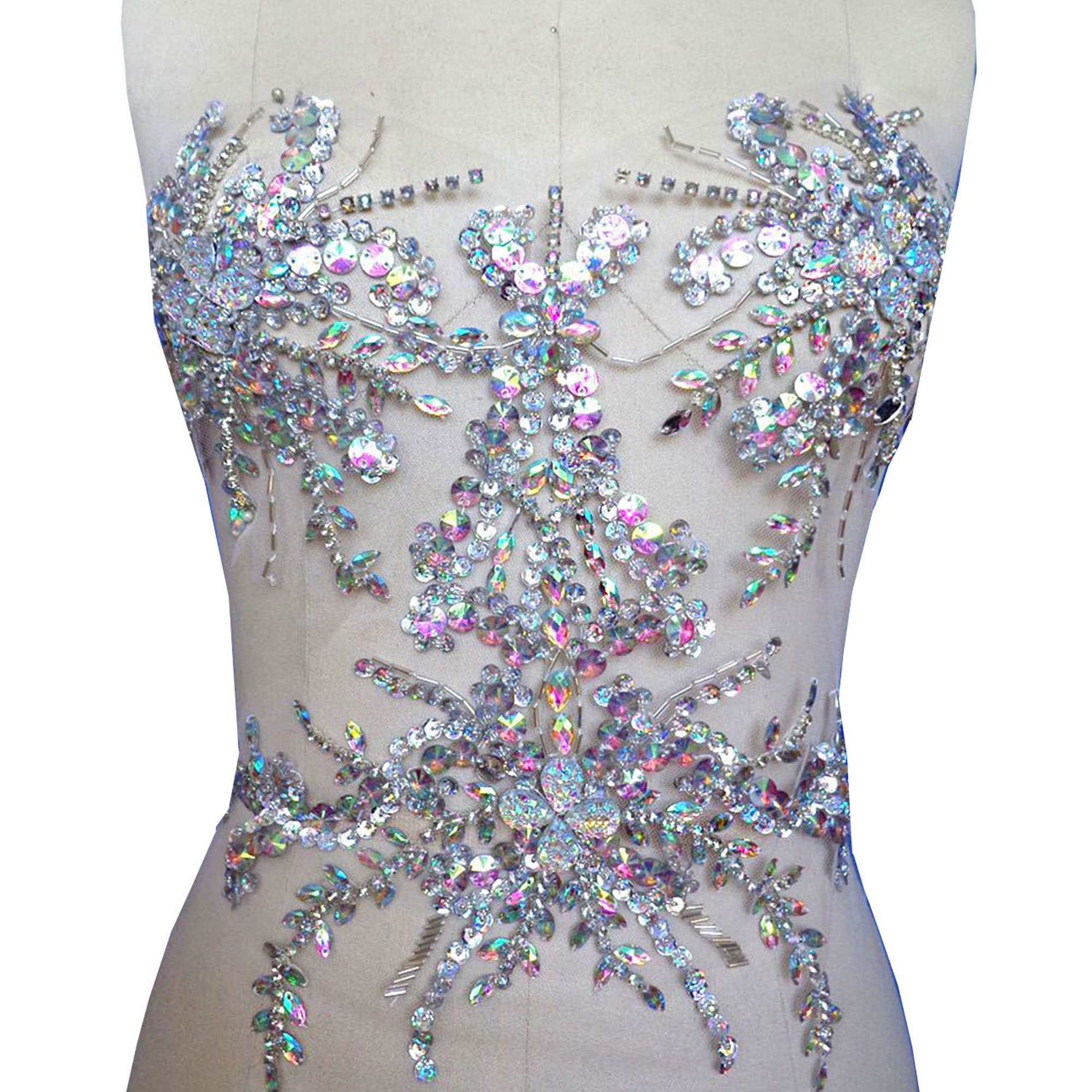 Beaded Bodice Applique Party Bodice Patch Bling Addition for Etsy