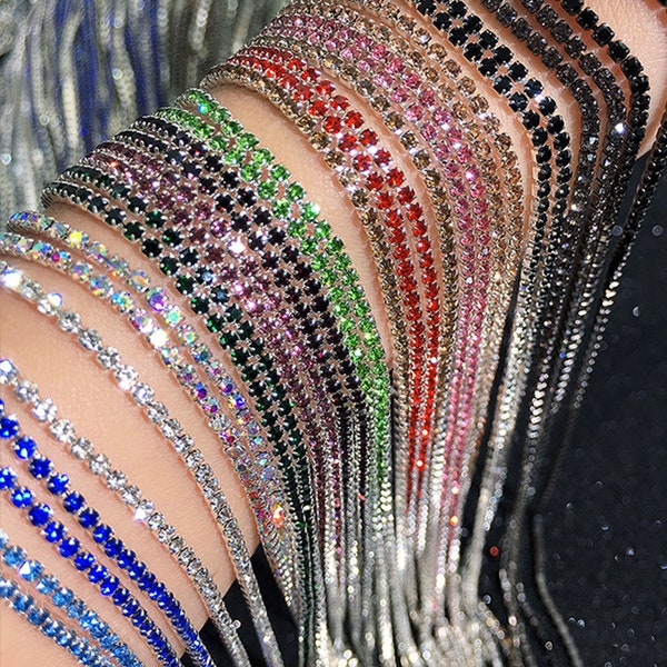 Chaîne en strass de 10 Yards, 1.5mm, ceinture en strass scintillants, garniture en diamant pour Costumes, décor de veste de fête