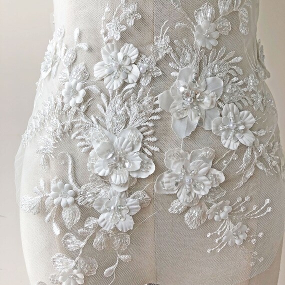 Beading Lace Applique Patch Embroidery Floral Wedding Dress Etsy