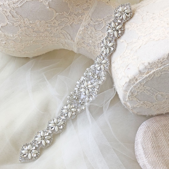 Bling Rhinestone Sash Trim Iron on Crystal Belt Waist Belt  display picture 2