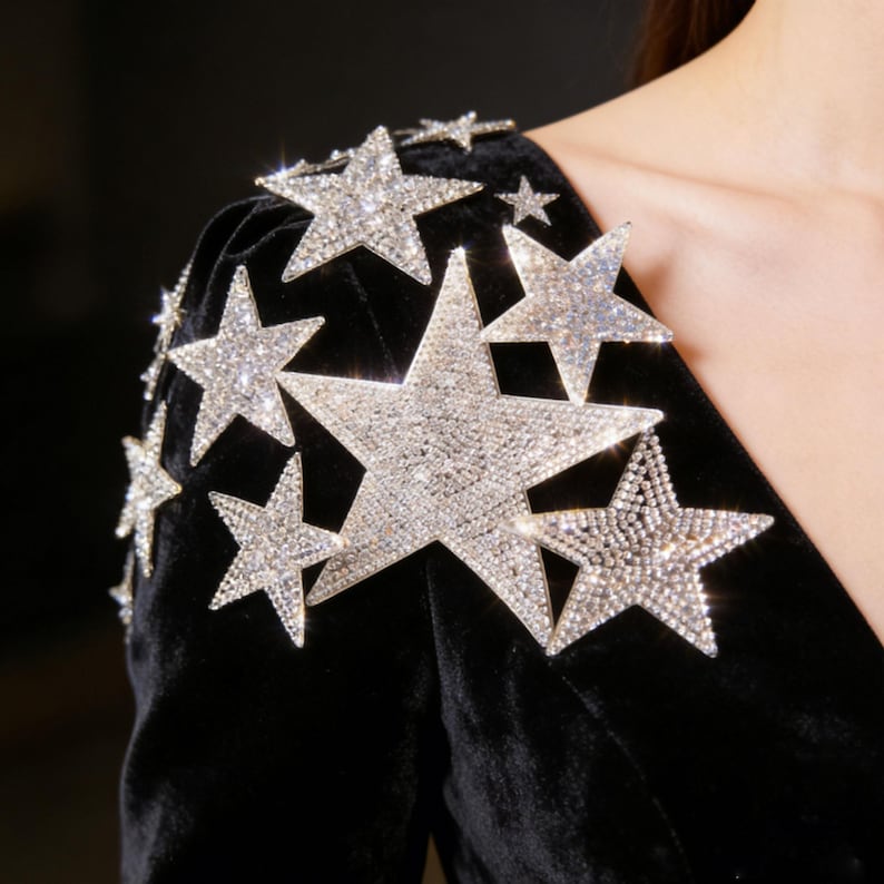 Rhinestone Star Applique Set Self Adhesive Bling Star Patches for Shoes, Clothing, DIY Craft Projects image 4