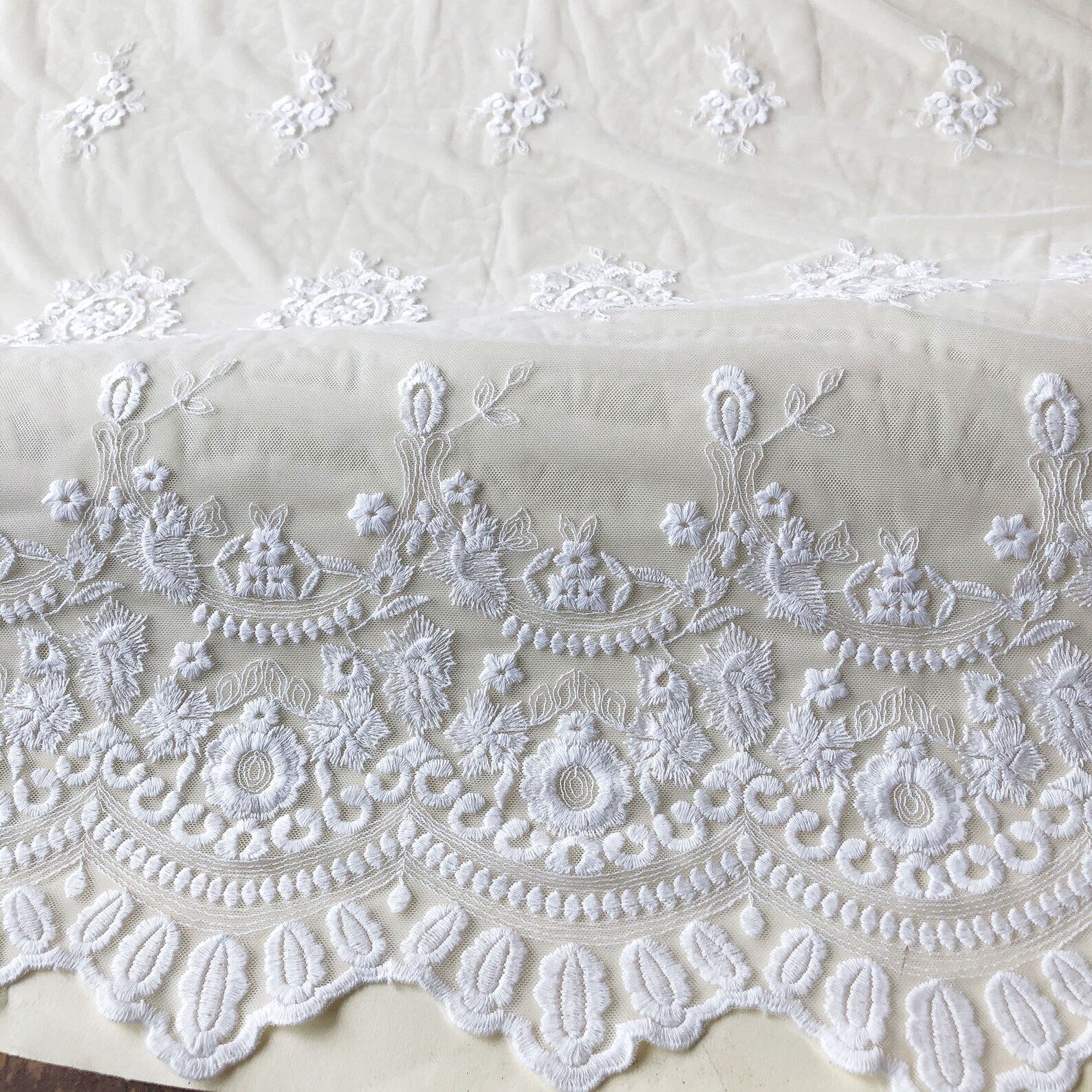 Vintage Cotton Flower Lace Fabric Offwhite Flower Fabric Etsy
