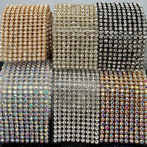 Diamante Rhinestone Mesh Ribbon Bling Rhinestone Wrap Ribbon for Wedding, Cake, Vase Decorations, Party Supplies