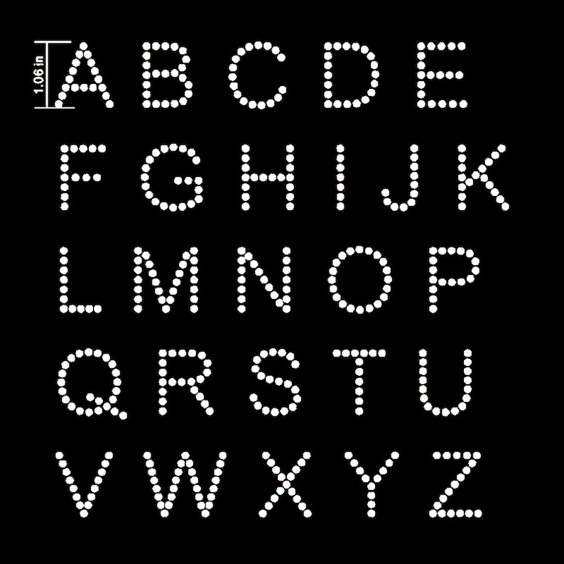Glitter Rhinestones Letter Iron on Rhinestonetransfer A to Z Alphabet ...
