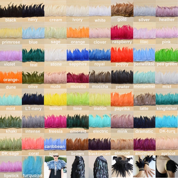 Garniture de franges en plumes de coq de 1 mètre, pompon en fourrure, ruban en Satin, accessoires de bricolage pour robe à franges en plumes à la mode