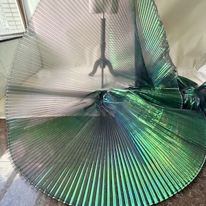 Shiny Ruffled Pleated Fabric Stiff Texture Fabric for Performance Costumes Party Embellished