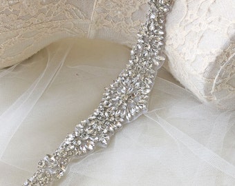 Rhinestone Sash Belt Trim Hot Fixed Applique for Bridal Sash Rhinestone Wedding Dress Applique Iron on Diamante Embellished  Bling Accent