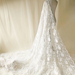 Flower Organza Lace By the yard White Embroidery Floral Leaf Lace Fabric for Bridal Dress Party Costumes