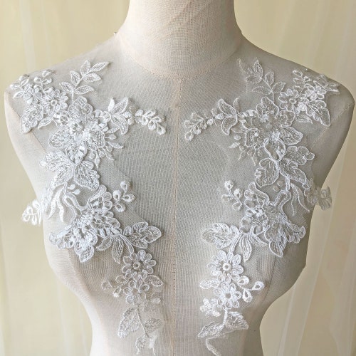 Bridal Dress Bodice Applique Sequined Embroidery Floral Sewing - Etsy