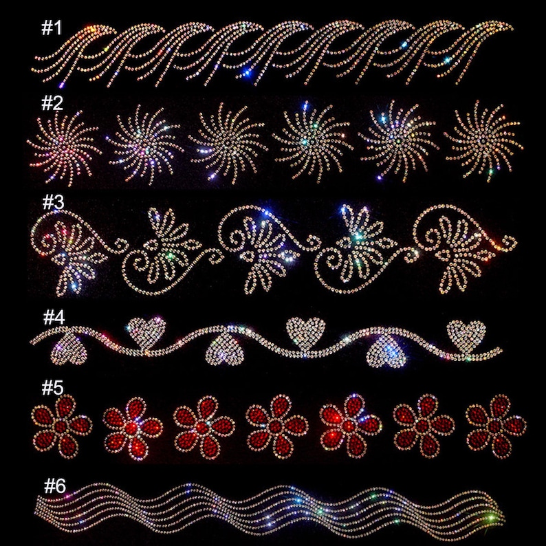 Bling Rhinestone Transfer Iron on Transfer Design Sheet for Clothing ...