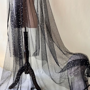 Dreamy Star Lace Fabric Celestial Costume Lace Overlay  Silver Stars Lace Tulle for Party Dress
