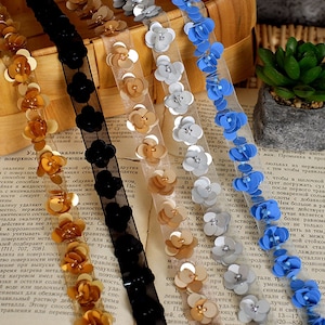 Guarnição de fita de flores por jarda, cinto floral de lantejoulas, enfeites delicados para lembrancinhas de festa, decoração de presente