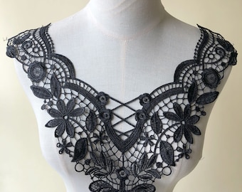 Flower Fabric Neckline Trim Guipure  Applique Criss Cross Collar Sewing Lace Patch  Accessories for  Party Costumes