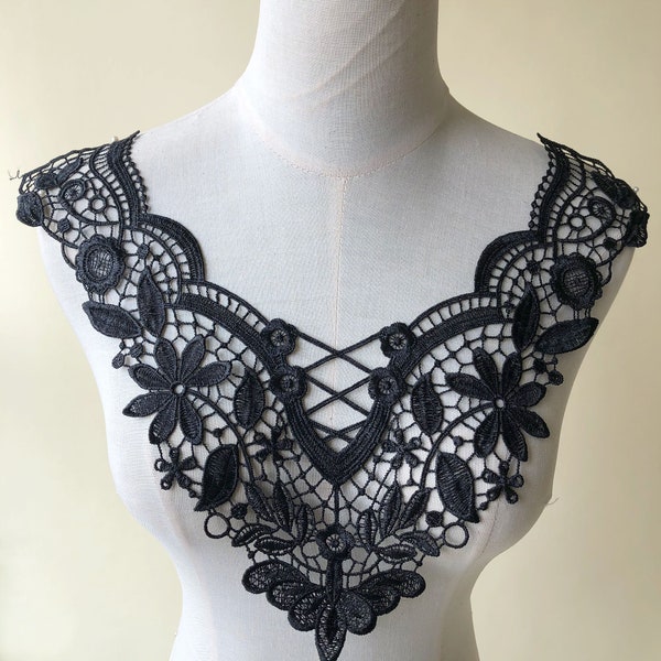 Flower Fabric Neckline Trim Guipure  Applique Criss Cross Collar Sewing Lace Patch  Accessories for  Party Costumes