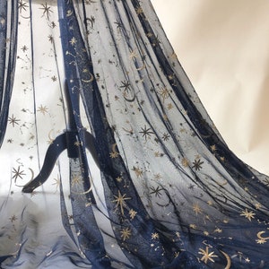 Dreamy Golden Star Lace Fabric by the Yard Celestial Costume Lace ...
