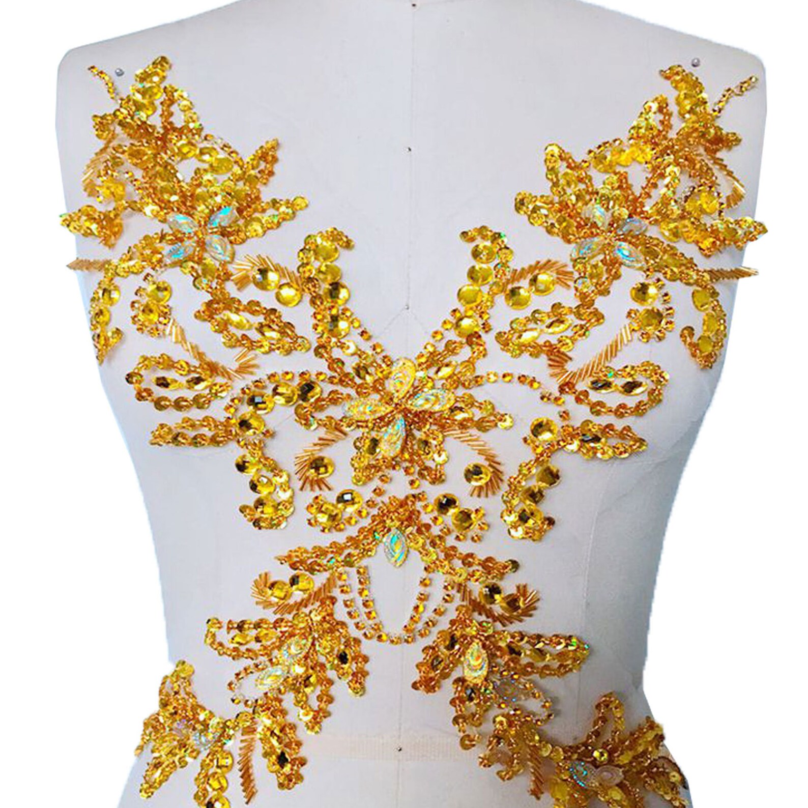 Rhinestone Dance Costumes Bodice Applique Beaded Floral Patch Etsy
