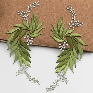 Iron on Leaf Applique Mirror Pair Leaf Flowers  Embroidery Sewing Accessories for Dance Costumes,Dress,Jacket