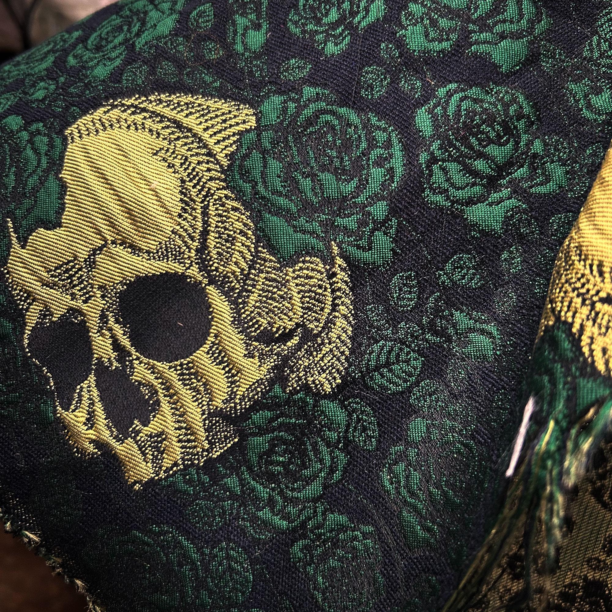 Skulls and Roses Brocade Jacquard Fabric Gothic Skull Couture Fabric for Clothing Corset 55 inches Width