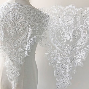 Besnoeelde Pailletten Kant Trim op maat gesneden Borduurwerk Floral Lace Eyelash Dress Dress Hem voor trouwjurk Bodice