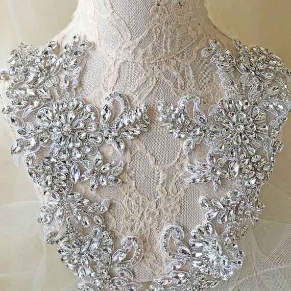 Bling Pair Rhinestone Applique Diamante Embroidery Flower - Etsy