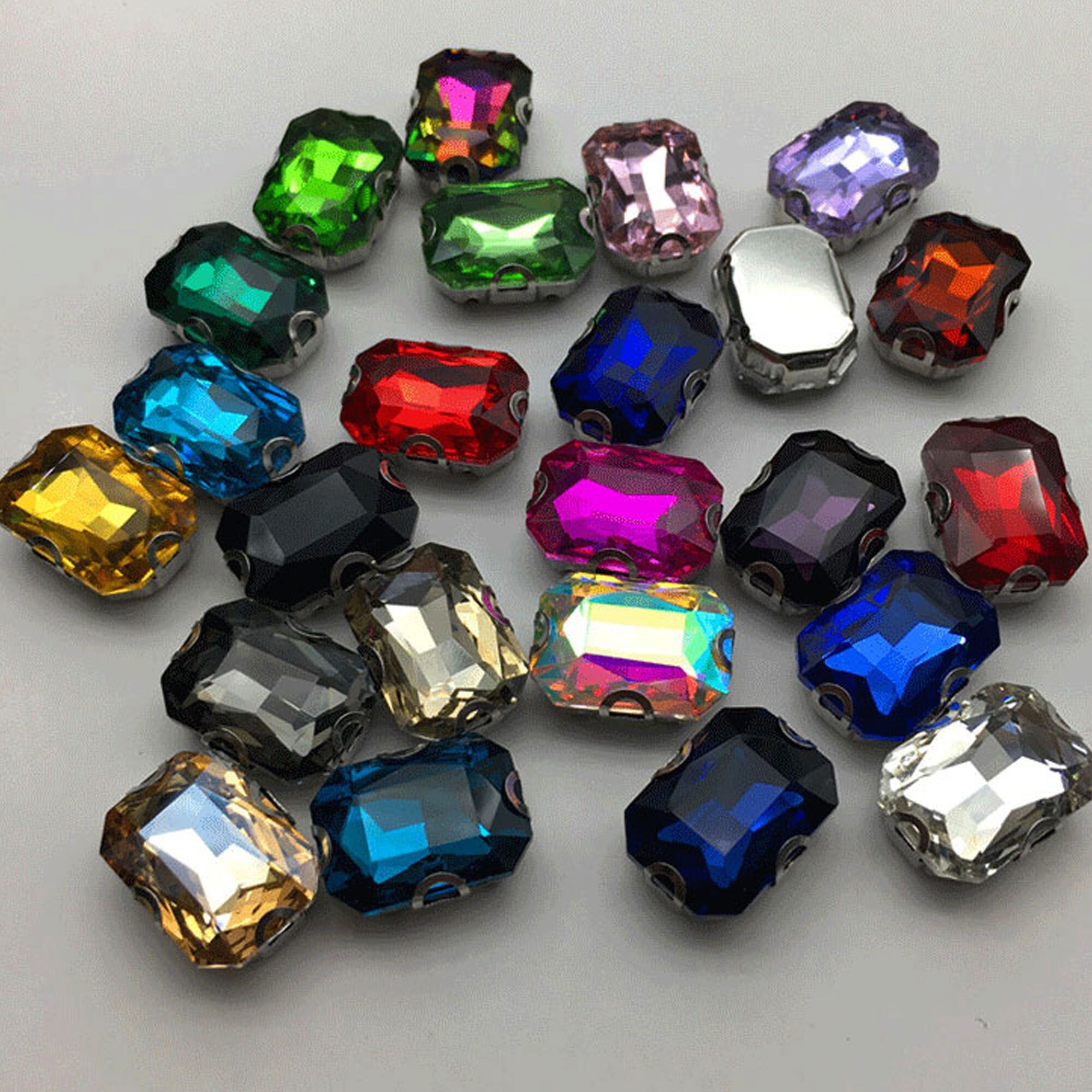 Rectangle Shine Rectangle Shape Rhinestone Loose Glass Rhinestone Applique for Button ...